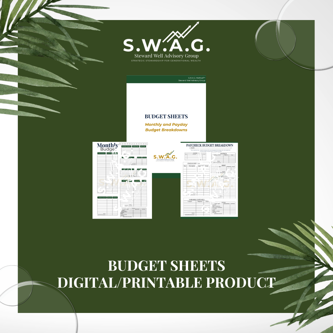 Faith-based budgeting sheets by S.W.A.G.