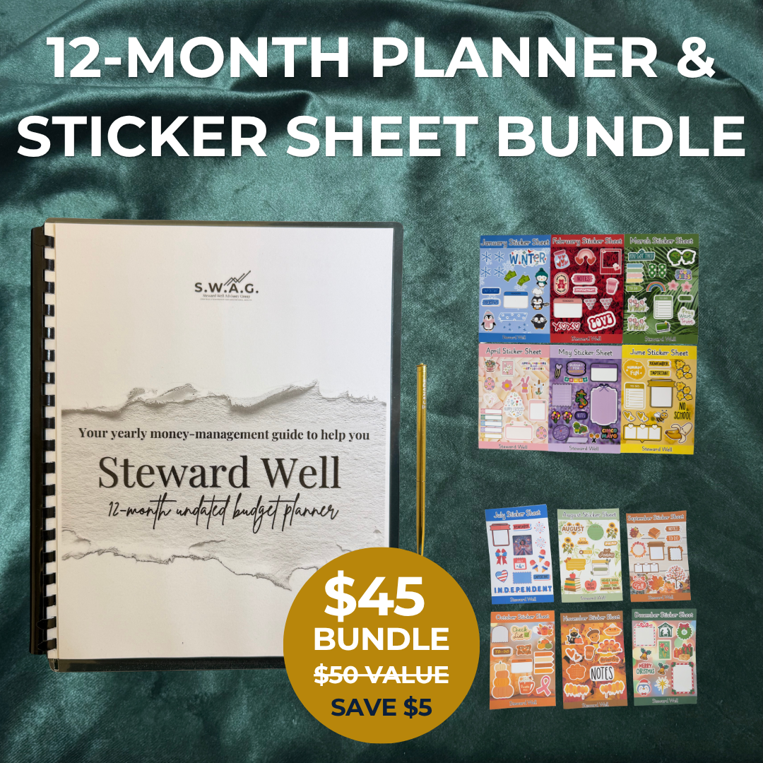 Steward Well Planning Bundle | 12-Month Budget Planner + Monthly Sticker Collection
