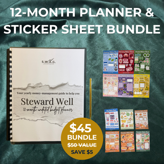 Steward Well Planning Bundle | 12-Month Budget Planner + Monthly Sticker Collection